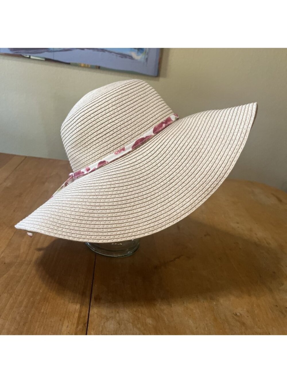 Laura Ashley Traditional Wide Brimmed  5 Inch Sun Hat Floral Headband Whimsical